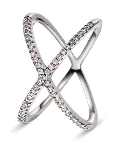 Ring i sølv med zirkonia x