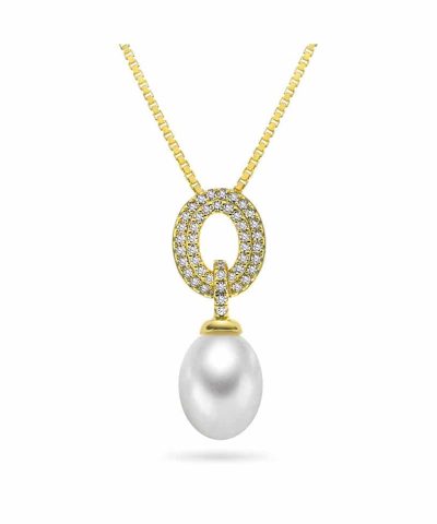 Smykke i sølv med perle og zirkonia