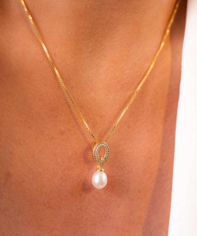 Alternative view of Smykke i sølv med perle og zirkonia