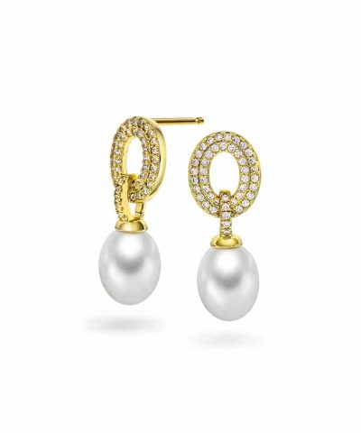 Øredobber i sølv med perle og zirkonia