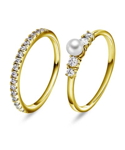 Modena ringer med perle og zirkonia