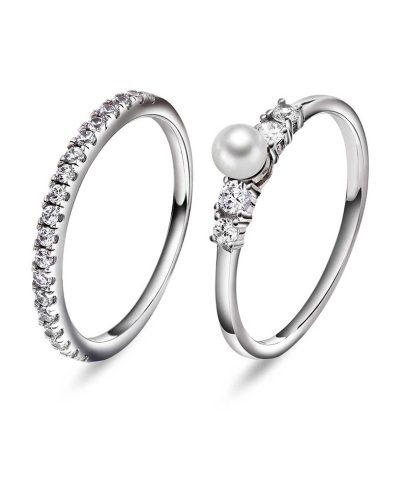 Modena ringer med perle og zirkonia