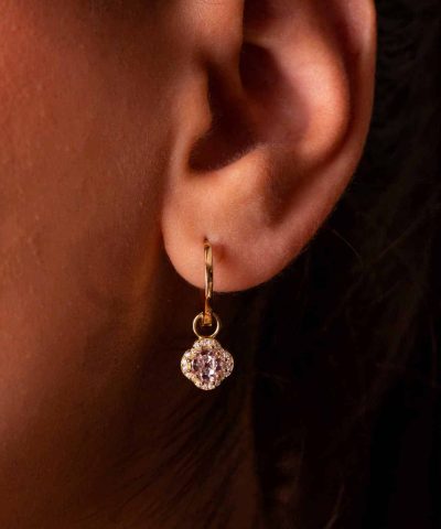 Alternative view of Ivy øreringer i 925 forgylt sølv med ros