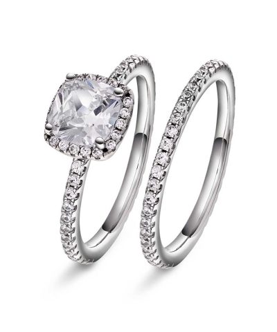 Ring i sølv med zirkonia Cushion