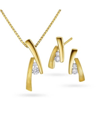 Smykkesett i sølv med zirkonia