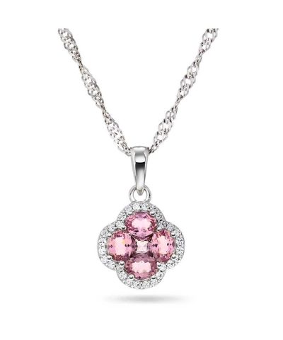 Ivy smykke i 925 rhodinert sølv med rosa