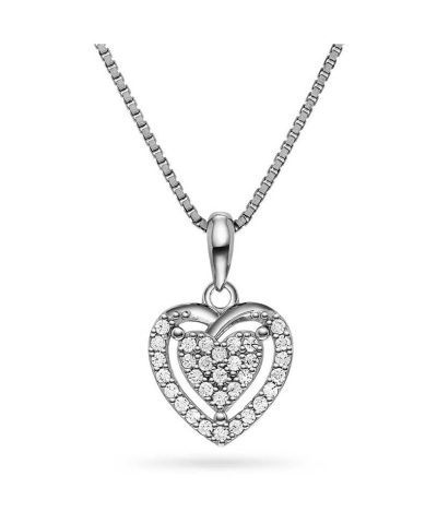 Smykke i sølv med zirkonia hjerte