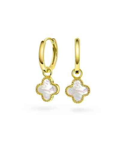 Øreringer i sølv perlemor kløver