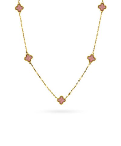 Smykke i sølv med rosa kløver