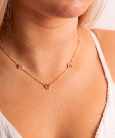 Alternative view of Smykke i sølv med rosa kløver