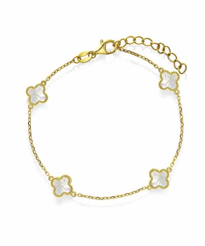 Armbånd i sølv perlemor kløver