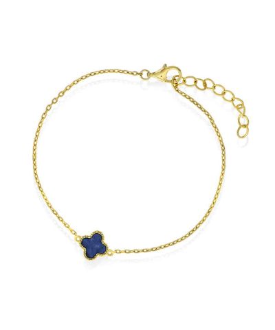 Armbånd i sølv med havblå kløver