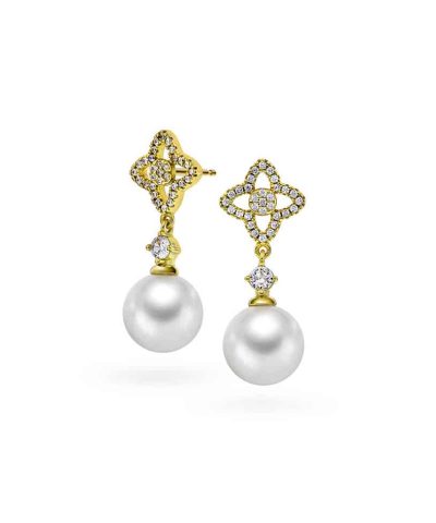 Øredobber i sølv med perle og zirkonia