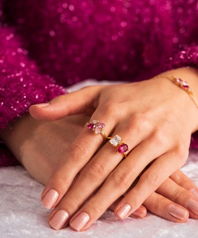 Alternative view of GLAM ring med rosa toner