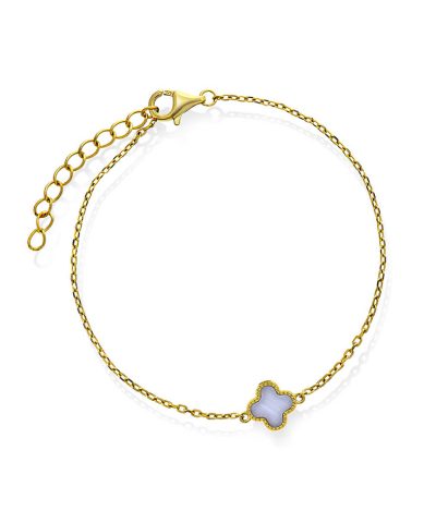 Armbånd i sølv med lysblå kløver