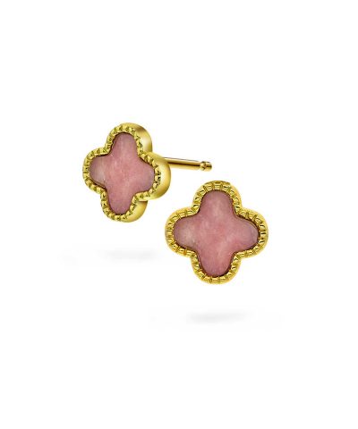 Øredobber i sølv med rosa kløver