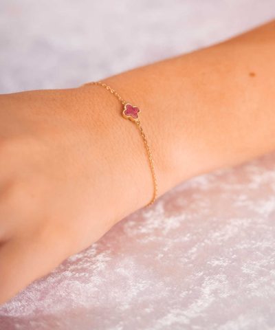 Alternative view of Armbånd i sølv med rosa kløver