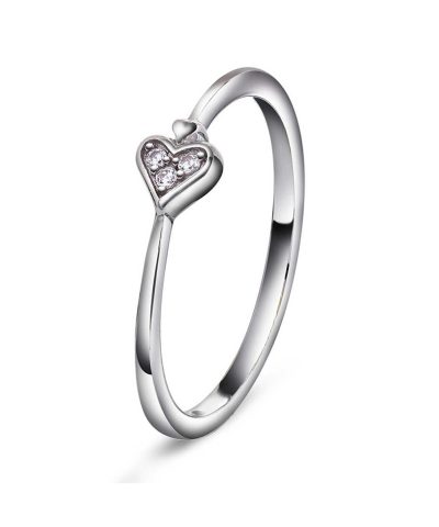 Hjerteglød ring i sølv med zirkonia