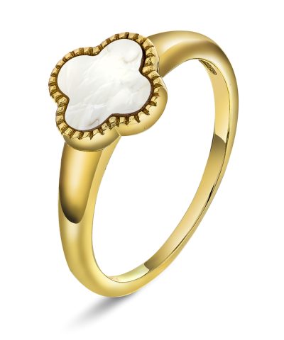 Ring i sølv med perlemor kløver