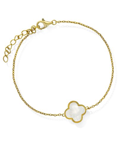 Armbånd i sølv med perlemor kløver