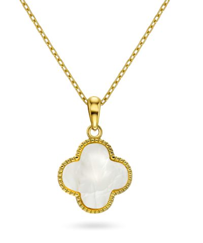 Smykke i sølv med perlemor kløver