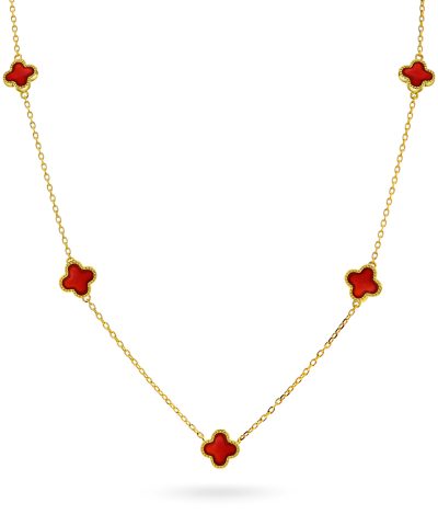 Smykke i sølv med rød kløver