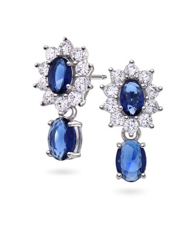 Royal øredobber i sølv med blå sten