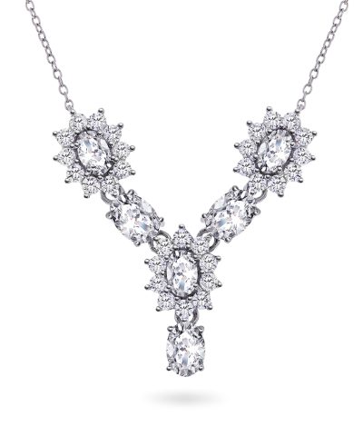 Royal smykke i sølv med hvite stener