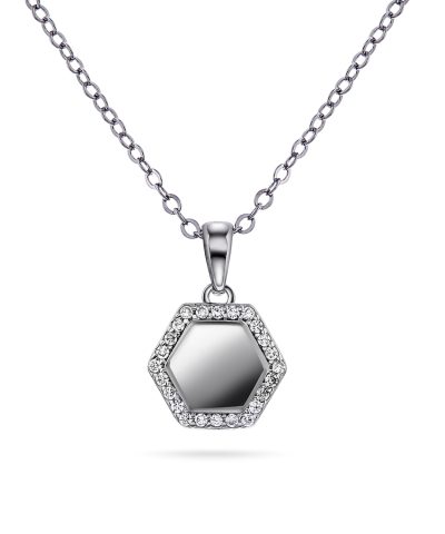 Smykke i sølv med zirkonia plate