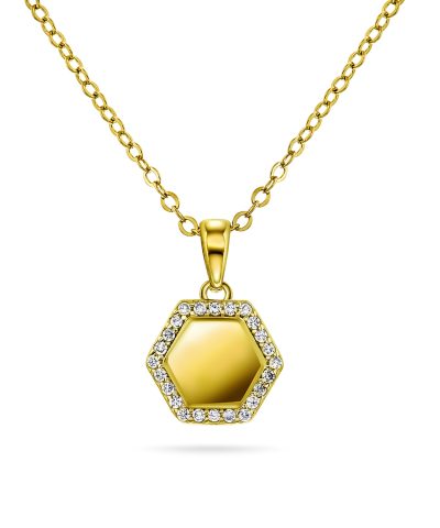 Smykke i sølv med zirkonia plate