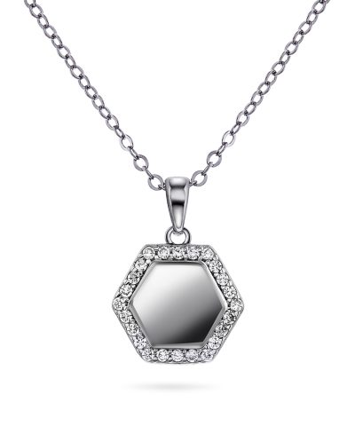 Smykke i sølv med zirkonia plate