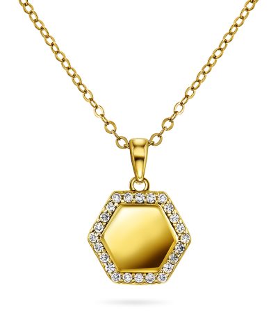 Smykke i sølv med zirkonia plate