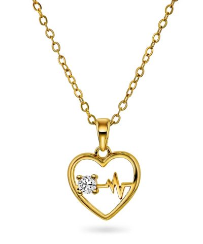 Hjertebank smykke i 925 forgylt sølv riss