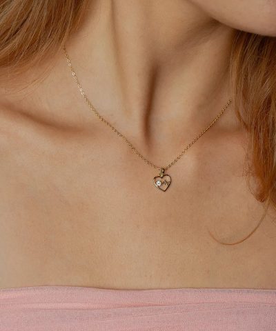 Alternative view of Hjertebank smykke i 925 forgylt sølv riss