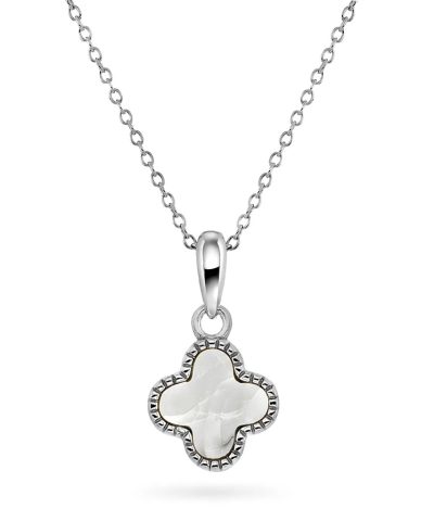 Kløversmykke i 925 sølv med perlemor