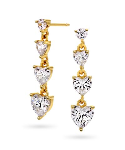 Pan Jewelry - Glitz hearts øredobber i forgylt sølv