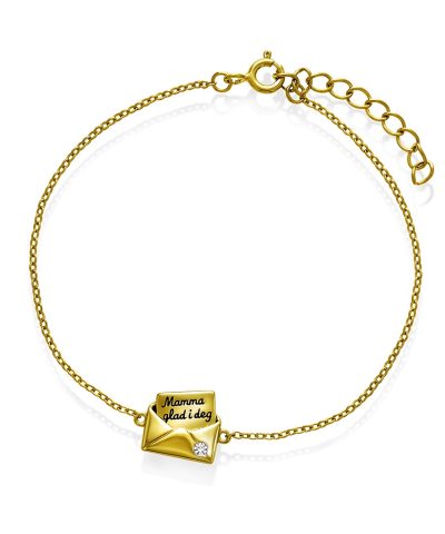 Pan Jewelry - 'Kjære mamma' armbånd i 925 forgylt sølv med zirkonia