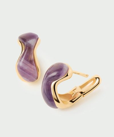 PDPaola Amethyst Musa Hoop Earrings