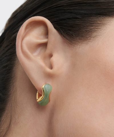 Alternative view of PDPaola Green Aventurine Musa Hoop Earrings