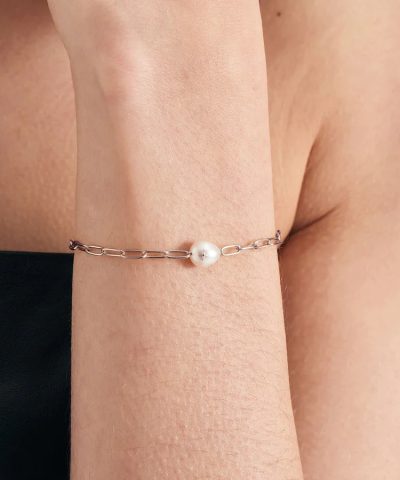 Alternative view of Ania Haie Silver Pearl Sparkle Chunky Chain Bracelet