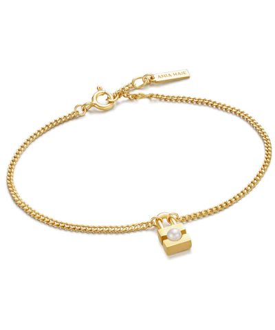 Ania Haie Gold Pearl Padlock Bracelet