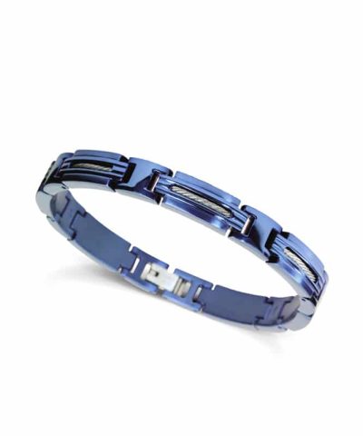 Bracelet Steel/Cable MARINA 8mm Bicolor IP blue 21cm