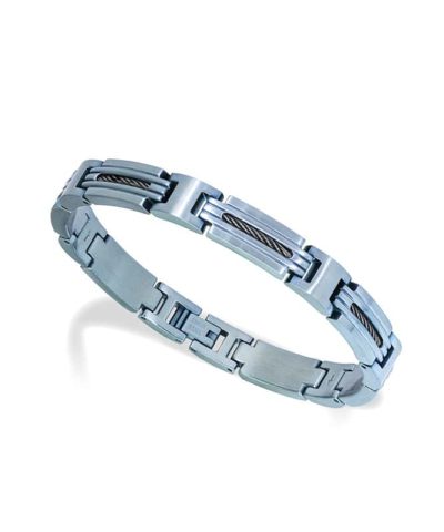 Bracelet Steel/Cable MARINA 8mm Bicolor IP Ice blue 21cm