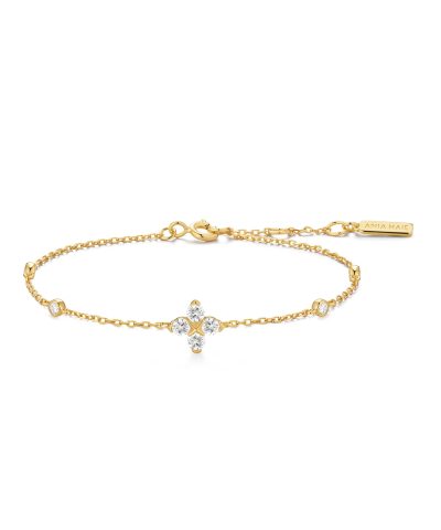 Ania Haie Gold Sparkling Lucky Clover Bracelet