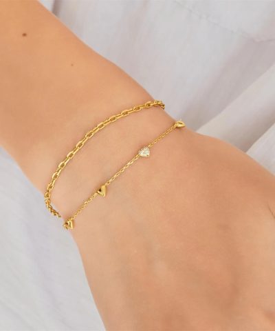 Alternative view of Ania Haie Gold Pavé Puffed Heart Station Bracelet