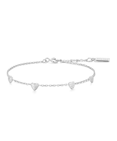Ania Haie Silver Pavé Puffed Heart Station Bracelet