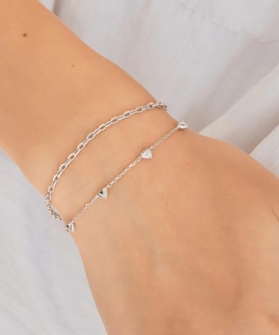 Alternative view of Ania Haie Silver Pavé Puffed Heart Station Bracelet