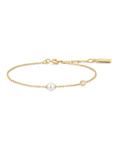 Ania Haie Gold Shell Pearl & Bezel-Set Sparkle Bracelet