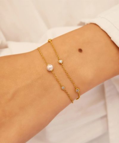 Alternative view of Ania Haie Gold Shell Pearl & Bezel-Set Sparkle Bracelet