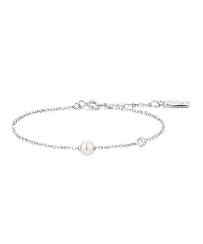 Ania Haie Silver Shell Pearl & Bezel-Set Sparkle Bracelet